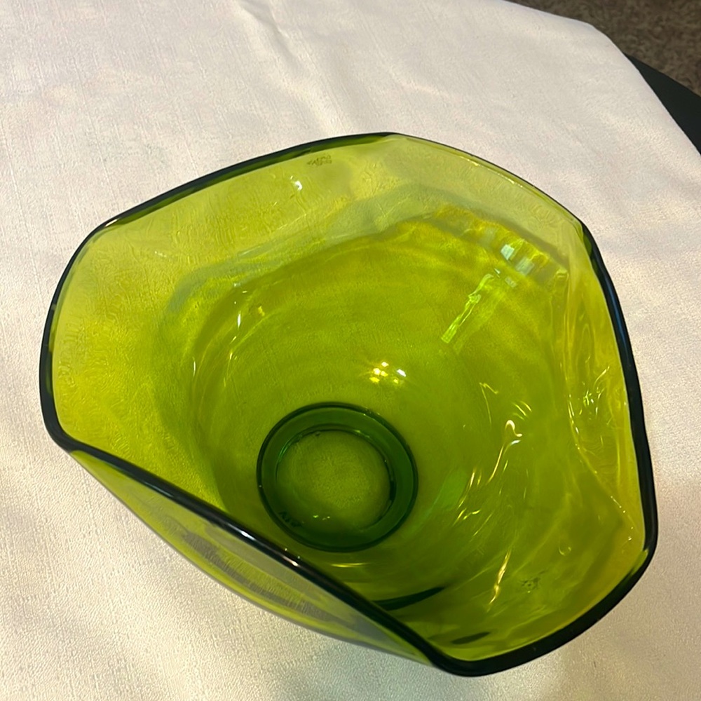 Green glass bowl